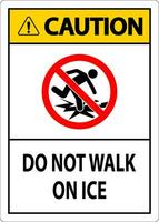 attenzione cartello fare non camminare su ghiaccio vettore
