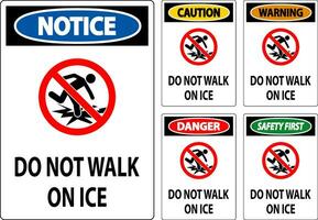 Pericolo cartello fare non camminare su ghiaccio vettore