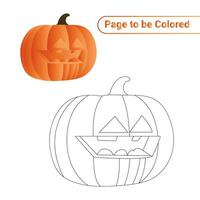 Pagina da colorare di zucca di Halloween per bambini vettore