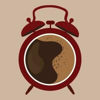 vettore illustrazione tazza di caffè dentro di allarme orologio