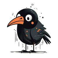 carino cartone animato nero corvo. vettore illustrazione isolato su bianca sfondo.