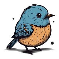 vettore illustrazione di un' blu uccello su un' bianca sfondo. mano disegno