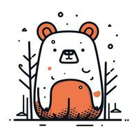 carino cartone animato orso seduta nel il foresta. vettore illustrazione nel piatto stile.
