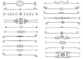 pagina divisore e design elementi. impostato di vario semplice nero divisore disegno, assortito divisore collezione modello vettore. collezione di floreale divisori elementi mega decorazione per calligrafia. vettore