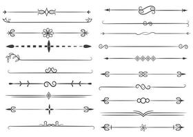 pagina divisore e design elementi. impostato di vario semplice nero divisore disegno, assortito divisore collezione modello vettore. collezione di floreale divisori elementi mega decorazione per calligrafia. vettore