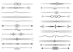 pagina divisore e design elementi. impostato di vario semplice nero divisore disegno, assortito divisore collezione modello vettore. collezione di floreale divisori elementi mega decorazione per calligrafia. vettore