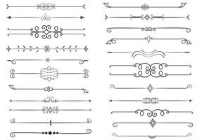 pagina divisore e design elementi. impostato di vario semplice nero divisore disegno, assortito divisore collezione modello vettore. collezione di floreale divisori elementi mega decorazione per calligrafia. vettore