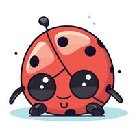 carino coccinella cartone animato carattere. vettore illustrazione isolato su bianca sfondo.