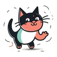 carino cartone animato nero gatto. vettore illustrazione isolato su bianca sfondo.