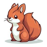carino scoiattolo cartone animato isolato su bianca sfondo. vettore illustrazione di un' rosso scoiattolo.