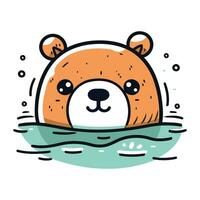 carino orso nuoto nel il mare. vettore illustrazione nel cartone animato stile.