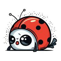 carino coccinella cartone animato isolato su bianca sfondo. vettore illustrazione.