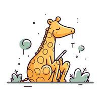 carino giraffa nel cartone animato stile. vettore illustrazione. piatto design.