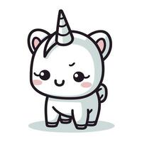 carino poco unicorno kawaii cartone animato personaggio vettore illustrazione icona del design