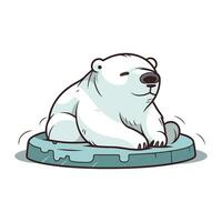 polare orso addormentato su ghiaccio lastrone. vettore cartone animato illustrazione.