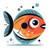 carino cartone animato pesce. vettore illustrazione nel piatto stile su bianca sfondo.