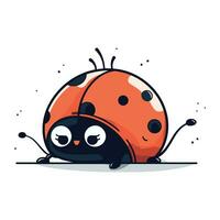 carino cartone animato coccinella isolato su bianca sfondo. vettore illustrazione.