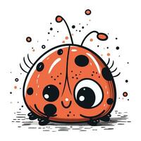 carino cartone animato coccinella. vettore illustrazione isolato su bianca sfondo.