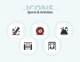 gli sport e attività linea pieno icona imballare 5 icona design. occhio di bue. scopo. giocare a. natura. gioco vettore