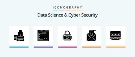 dati scienza e informatica sicurezza glifo 5 icona imballare Compreso insetto. sicurezza. Internet. lucchetto. sito web. creativo icone design vettore