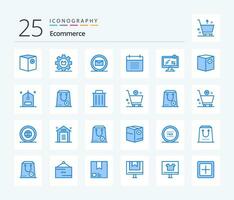 e-commerce 25 blu colore icona imballare Compreso orario. Data. Ingranaggio. calendario. e commercio vettore