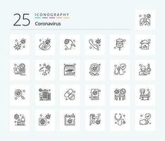 coronavirus 25 linea icona imballare Compreso pacchetto. sangue. naso. in chiamata. consultare vettore