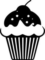 Cupcake - nero e bianca isolato icona - vettore illustrazione