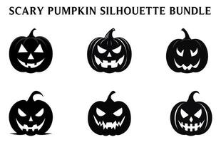 nero pauroso zucche vettore clipart fascio, Halloween zucca silhouette impostato