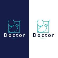 stetoscopio logo, Salute medico design semplice linea vettore simbolo illustrazione