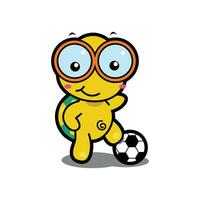 cartone animato animale design tartaruga giocando calcio vettore