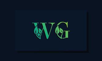 logo iniziale wg in stile foglia minimal vettore