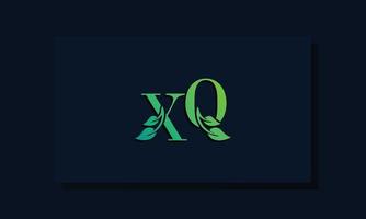 logo xq iniziale in stile foglia minimal vettore
