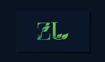 logo zl iniziale in stile foglia minimal vettore