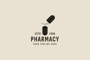 Vintage ▾ stile farmacia logo vettore icona illustrazione