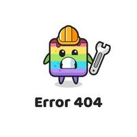 errore 404 con la simpatica mascotte della torta arcobaleno vettore