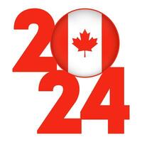 contento nuovo anno 2024 bandiera con Canada bandiera dentro. vettore illustrazione.