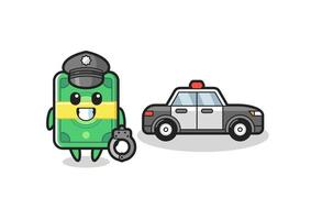 mascotte dei cartoni animati di soldi come una polizia vettore