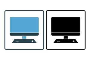 tenere sotto controllo Schermo icona. icona relazionato per dispositivo, computer tecnologia. solido icona stile. semplice vettore design modificabile