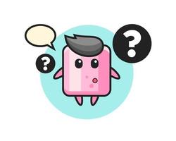 fumetto illustrazione di marshmallow con il punto interrogativo vettore