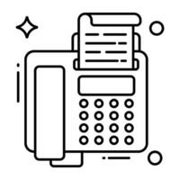 concettuale lineare design icona di fax macchina vettore
