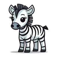 carino zebra cartone animato personaggio vettore illustrazione. carino cartone animato zebra.