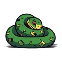 verde serpente cartone animato portafortuna isolato su bianca sfondo. vettore illustrazione. eps 10.