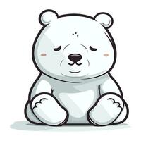 carino cartone animato polare orso seduta su bianca sfondo. vettore illustrazione.