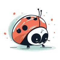 carino cartone animato coccinella isolato su bianca sfondo. vettore illustrazione.