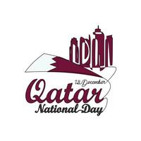 uno continuo linea disegno di Qatar nazionale giorno vettore illustrazione su dicembre 18. Qatar nazionale giorno design nel semplice lineare stile illustrazione. adatto per saluto carta, manifesto e striscione.