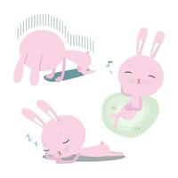 coniglio rosa felice, dormire e deprimere vettore