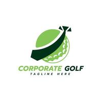 aziendale golf creativo logo marchio design con concetto di golf palla e tute cravatta professionale usi vettore