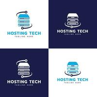 ospitando tecnologia networking logo design identità vettore