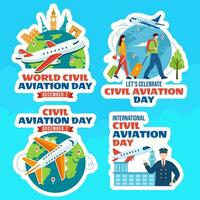 civile aviazione giorno etichetta piatto cartone animato mano disegnato modelli sfondo illustrazione vettore
