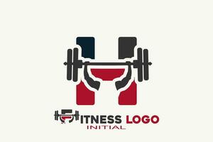 iniziali lettera h con fitness creativo geometrico moderno logo design. vettore